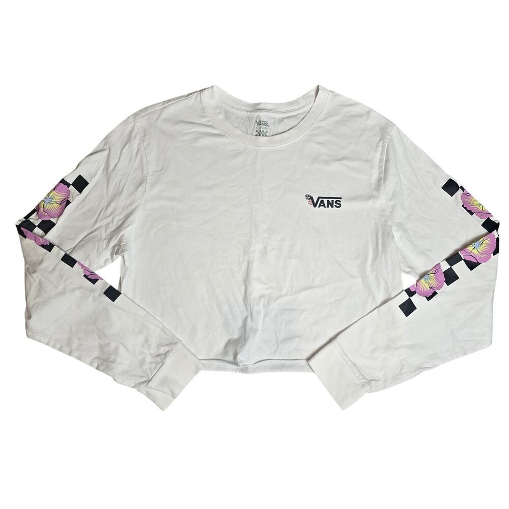 VANS BLOOM CHECKZ BOYFRIEND LONG SLEEVE CROPPED TEE XL